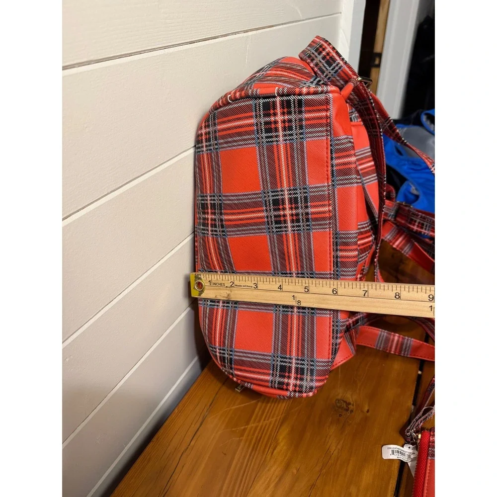 Simply Southern Plaid Backpack and New With Tag Wallet Set Red Black Gray Tartan